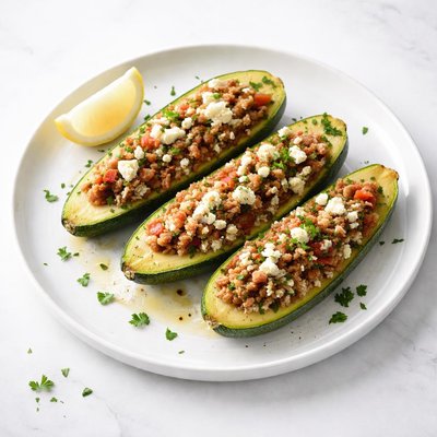 Image of Greek Stuffed Zucchini Halal Kolokithakia Yemista Gluten Free