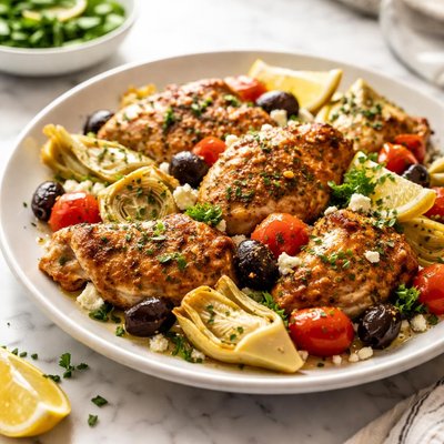 Image of Greek Style Chicken and Artichokes