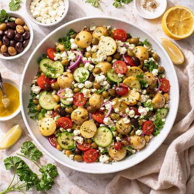 Image of Greek Style Feta Potato Salad with Vinaigrette