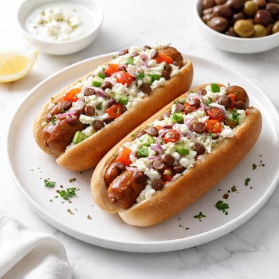 Image of Greek Style Hot Dogs