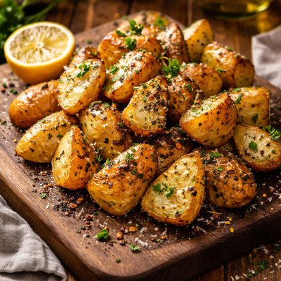 Image of Greek Style Oven Roasted Lemon Butter Parmesan Potatoes