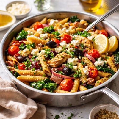 Image of Greek Style Pasta Skillet