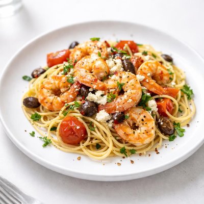 Image of Greek Style Shrimp with Pasta