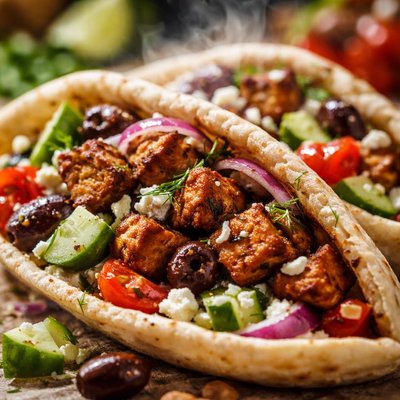 Image of Greek Tempeh Pitas