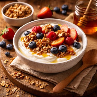 Image of Greek Yogurt with Honey Fruit and Granola