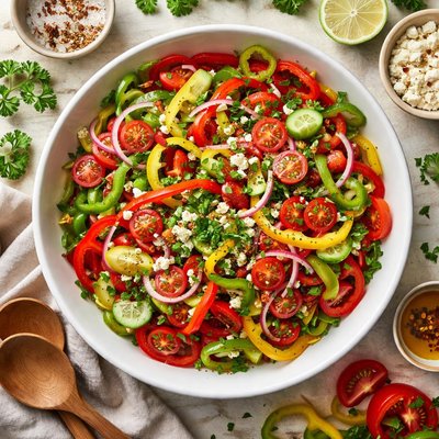 Image of Green and Red Pepper Salad