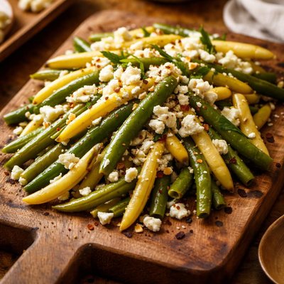 Image of Green and Yellow Beans with Goat Cheese Crumble