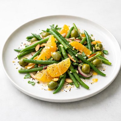 Image of Green Bean Orange and Green Olive Salad