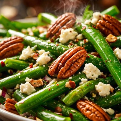Image of Green Bean Pecan and Feta Salad