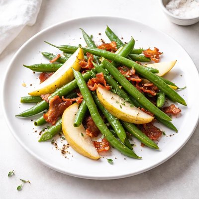 Image of Green Beans and Pears with Bacon