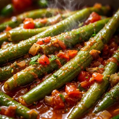 Image of Green Beans Braised in Tomatoes