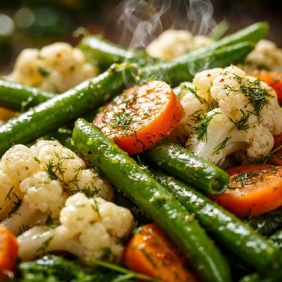 Image of Green Beans Carrots or Cauliflower Marinated in Dill