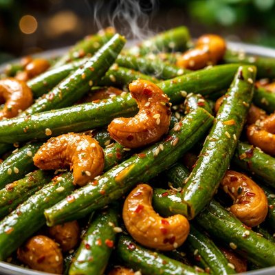 Image of Green Beans with a Honey Cashew Sauce