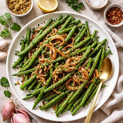 Image of Green Beans with Dijon Mustard and Caramelized Shallots
