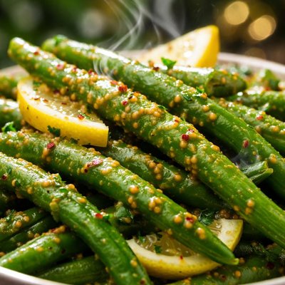 Image of Green Beans with Lemon Mustard Sauce
