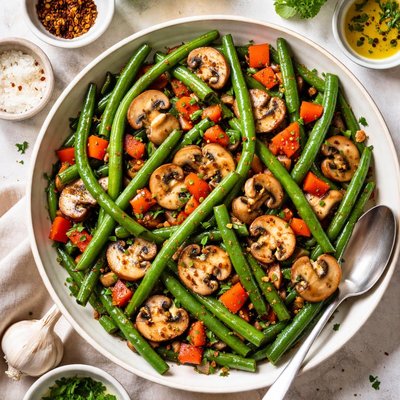 Image of Green Beans with Mushrooms and Peppers