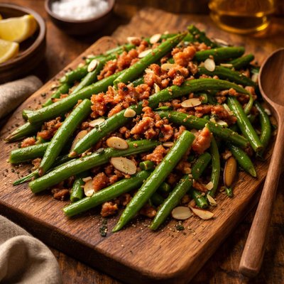 Image of Green Beans with Pancetta Toasted Almonds