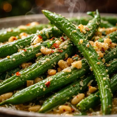 Image of Green Beans with Pine Nut Butter Sauce