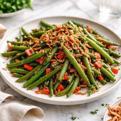 Image of Green Beans with Shallots and Red Bell Pepper