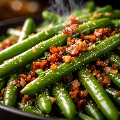 Image of Green Beans with Warm Bacon Dressing