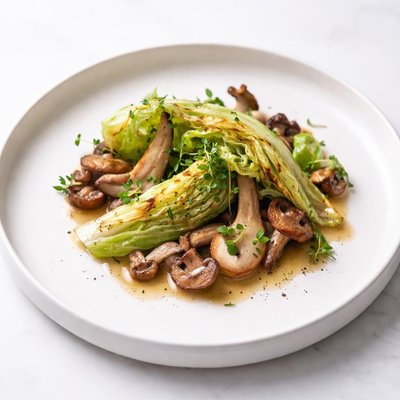 Image of Green Cabbage and Mushrooms