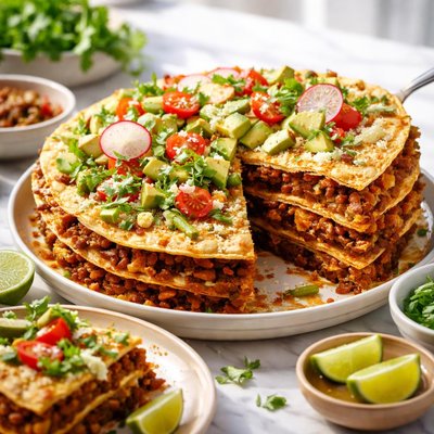 Image of Green Chile Bean Tostada Pie