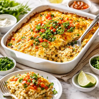 Image of Green Chile Chicken and Sour Cream Enchilada Casserole
