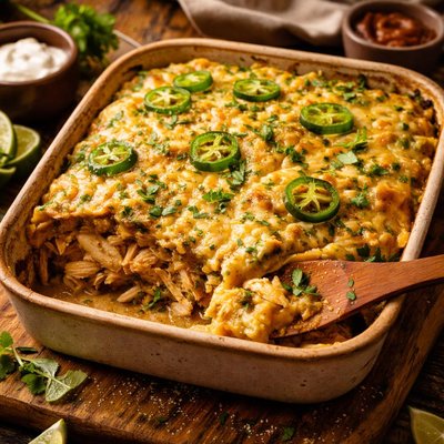 Image of Green Chile Chicken Enchilada Casserole