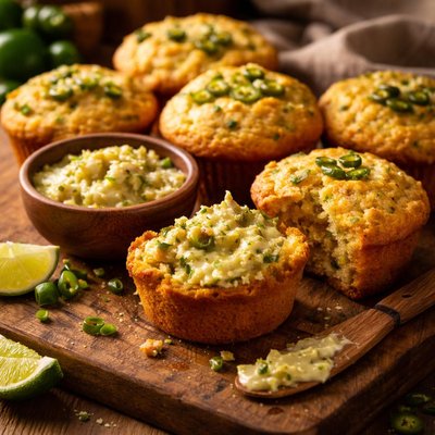 Image of Green Chile Corn Muffins with Chile and Lime Butter