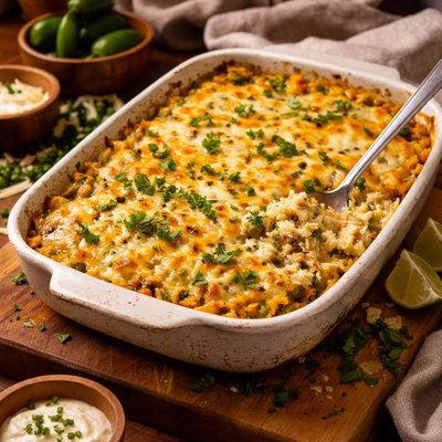 Image of Green Chili Cheesy Rice Bakey