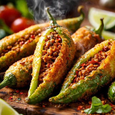 Image of Green Chilies Stuffed and Fried Set Your Mouth on Fire