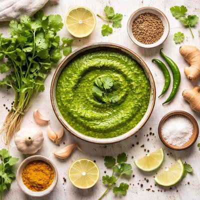 Image of Green Coriander Chutney India Hara Dhaniya Chutney