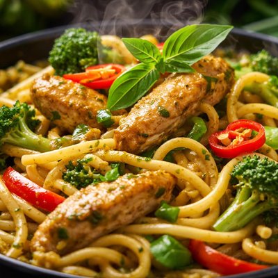 Image of Green Curry Chicken Noodle Stir Fry