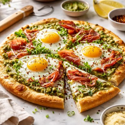 Image of Green Eggs and Ham Breakfast Pizza