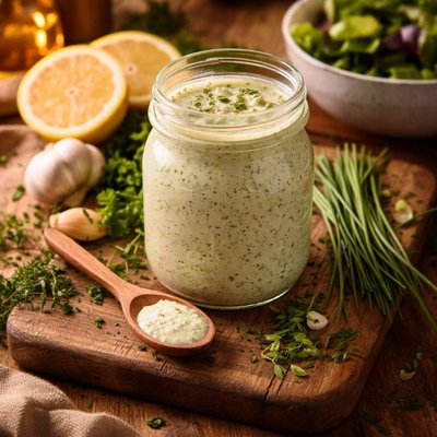 Image of Green Goddess Chive Salad Dressing