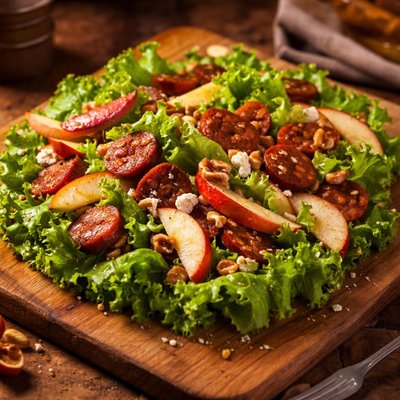 Image of Green Leaf Lettuce with Chorizo and Apples
