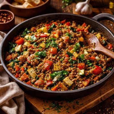Image of Green Lentil and Mixed Vegetable Stir Fry