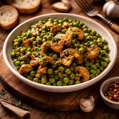 Image of Green Peas with Curried Mushrooms