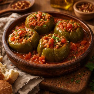 Image of Green Peppers with Tomato Sauce