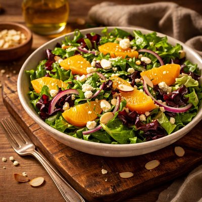 Image of Green Salad with Almonds Oranges