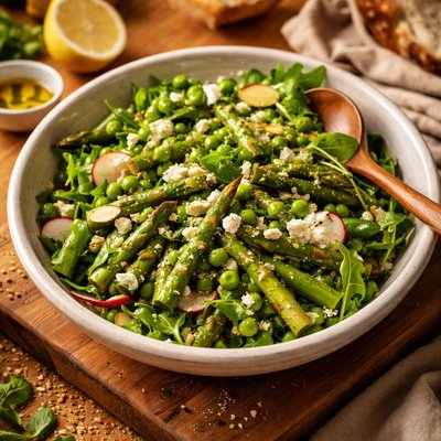 Image of Green Salad with Asparagus and Peas