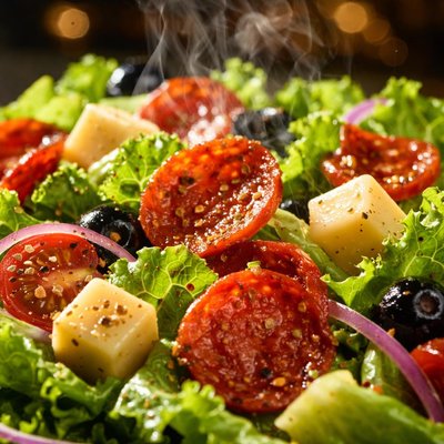 Image of Green Salad with Pepperoni and Cheese