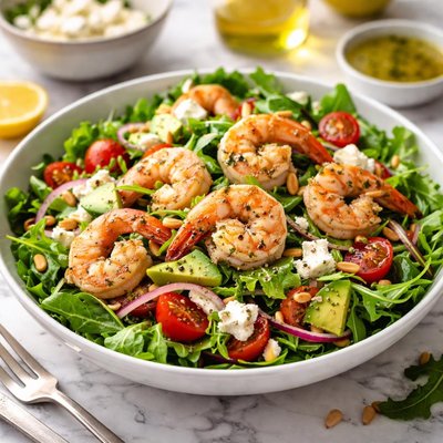 Image of Green Salad with Shrimp and Feta