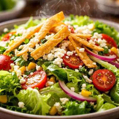 Image of Green Salad with Tortilla Strips and Queso Fresco