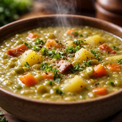 Image of Green Split Pea Potato Soup Erbsensuppe