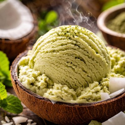 Image of Green Tea Coconut Milk Ice Cream Low Gi