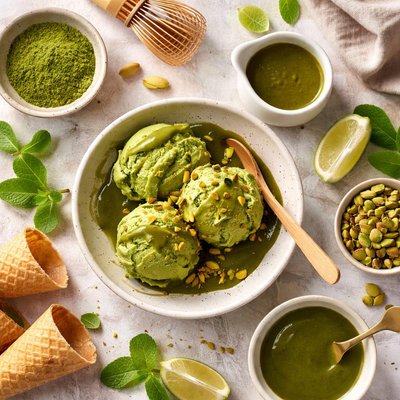 Image of Green Tea Ice Cream with Matcha Sauce