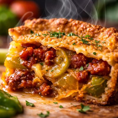 Image of Green Tomato Chorizo Pie