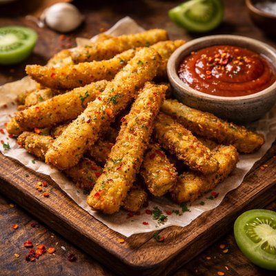 Image of Green Tomato Fries with Fiery Ketchup