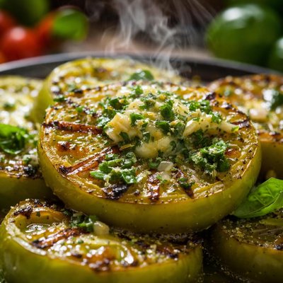 Image of Green Tomatoes Grilled with Basil Butter